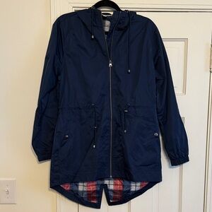 Time and Tru Blue Jacket with Plaid Interior